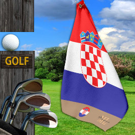 Kroatische vlag & Kroatië, monogrammed/Golfhanddoe Golfhanddoek