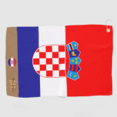 Kroatische vlag & Kroatië, monogrammed/Golfhanddoe Golfhanddoek (Horizontaal)