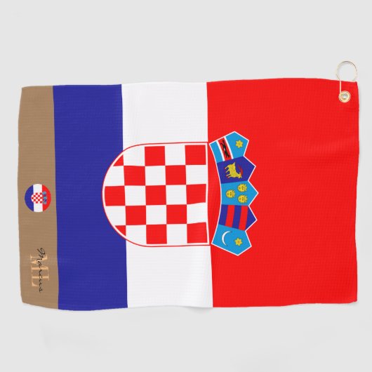 Kroatische vlag & Kroatië, monogrammed/Golfhanddoe Golfhanddoek (Horizontaal)