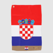 Kroatische vlag & Kroatië, monogrammed/Golfhanddoe Golfhanddoek (Voorkant)