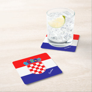 Kroatische vlag & Kroatische bruiloft, feest /spor Kartonnen Onderzetters
