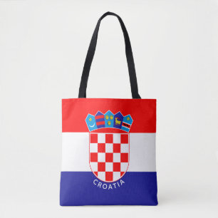 Kroatische vlag met aangepaste tekst Hrvatska Zast Tote Bag