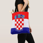 Kroatische vlag met aangepaste tekst Hrvatska Zast Tote Bag (Dichtbij)