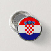 Kroatische vlag met wapenmunt ronde button 3,2 cm (Voorkant /achterkant)