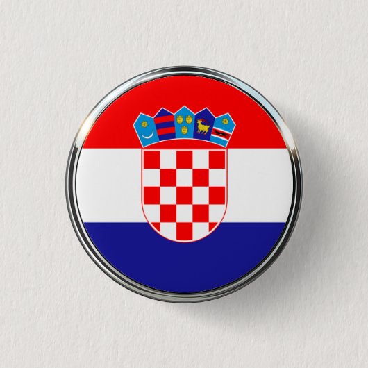 Kroatische vlag met wapenmunt ronde button 3,2 cm (Voorkant)