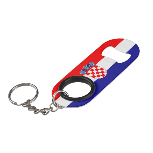 Kroatische vlag mini flessenopener (Voorkant Gekanteld)