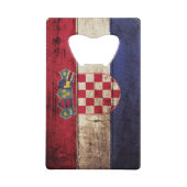 Kroatische vlag op oude houten graan creditkaart flessenopener (Voorkant)