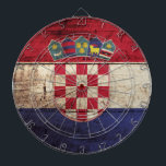 Kroatische vlag op oude houten graan dartbord<br><div class="desc">Voel u vrij om het ontwerp aan te passen aan uw eigen voorkeuren. U kunt de ontwerplocatie,  -oriëntatie,  achtergrondkleuren en -grootte wijzigen. Ook,  kunt u uw eigen tekst toevoegen,  of slogan plaatste zijn doopvont,  plaats en grootte,  allen om het ultieme persoonlijke cadeau voor u en uw dierbaren te creëer.</div>