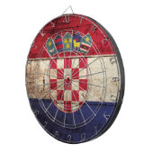 Kroatische vlag op oude houten graan dartbord (Voorkant Rechts)