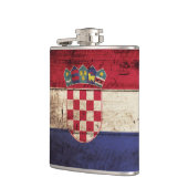 Kroatische vlag op oude houten graan heupfles (Links)