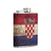 Kroatische vlag op oude houten graan heupfles (Rechts)