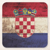 Kroatische vlag op oude houten graan kartonnen onderzetters (Voorkant)