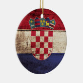 Kroatische vlag op oude houten graan keramisch ornament (Rechts)