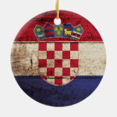 Kroatische vlag op oude houten graan keramisch ornament (Achterkant)