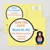 Kroatische vlag Pratende mevrouw Penguin gepersona Aankondigingskaart (Voorkant / Achterkant)
