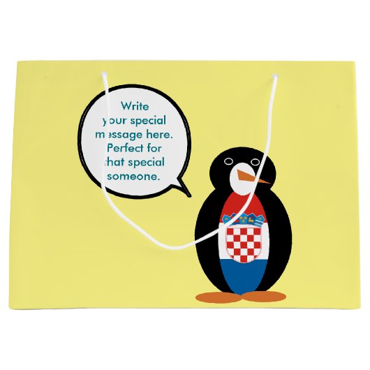Kroatische vlag Pratende mevrouw Penguin gepersona Groot Cadeauzakje (Voorkant)