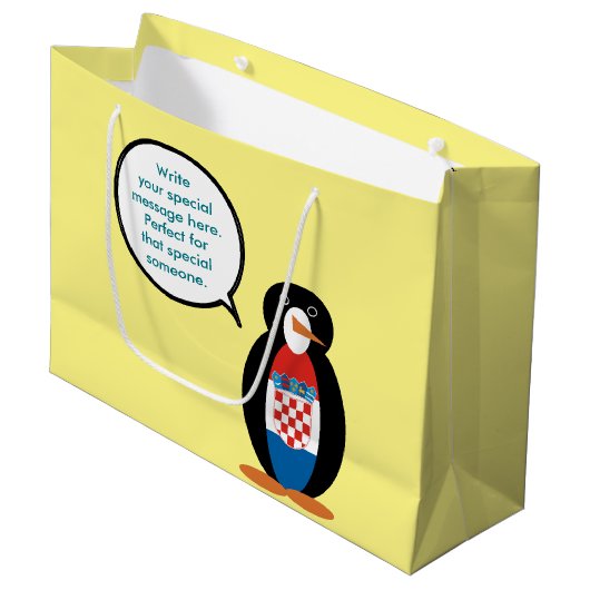 Kroatische vlag Pratende mevrouw Penguin gepersona Groot Cadeauzakje (Voorkant Gekanteld)