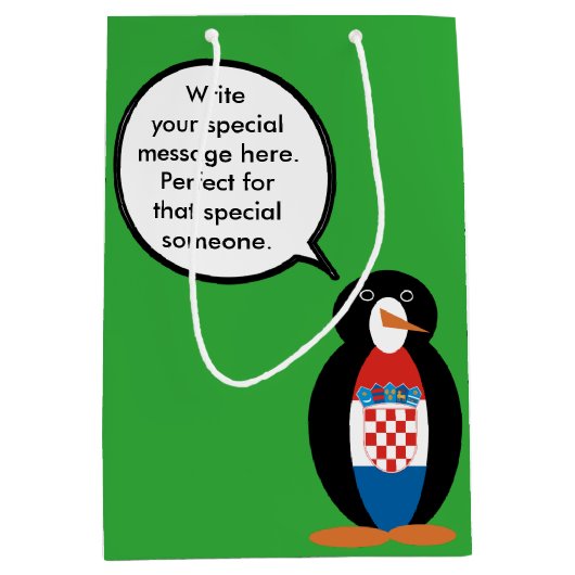 Kroatische vlag Pratende mevrouw Penguin gepersona Medium Cadeauzakje (Voorkant)