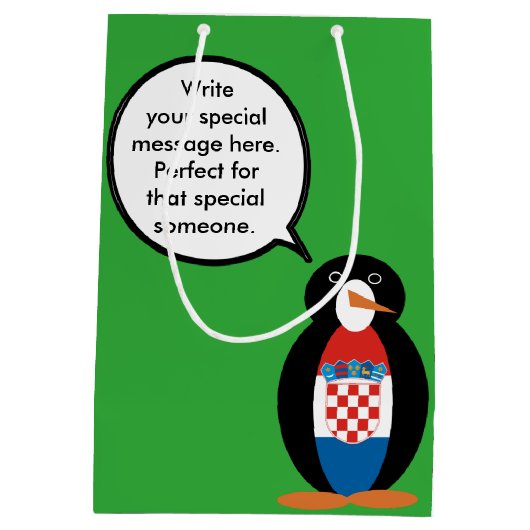 Kroatische vlag Pratende mevrouw Penguin gepersona Medium Cadeauzakje (Achterkant)