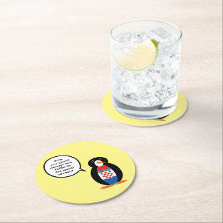 Kroatische vlag Pratende mevrouw Penguin gepersona Ronde Kartonnen Onderzetter