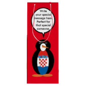 Kroatische vlag Pratende mevrouw Penguin gepersona Wijn Cadeautas (Achterkant)