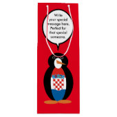 Kroatische vlag Pratende mevrouw Penguin gepersona Wijn Cadeautas (Voorkant)