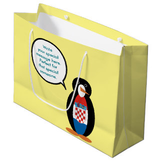 Kroatische vlag pratende mevrouw pinguïn gepersona groot cadeauzakje