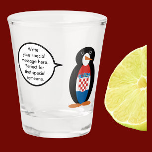 Kroatische vlag pratende mevrouw pinguïn gepersona shot glas