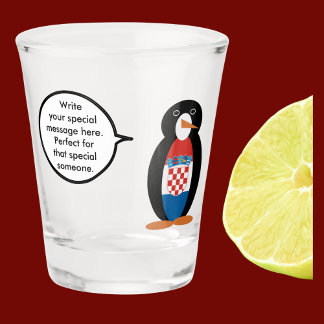 Kroatische vlag pratende mevrouw pinguïn gepersona shot glas