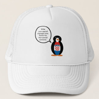 Kroatische vlag pratende mevrouw pinguïn gepersona trucker pet