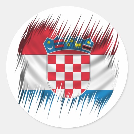 Kroatische vlag shredders ronde sticker (Voorkant)