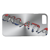 Kroatische vlag Typografie Silver Grey Case-Mate iPhone Case (Achterkant (Horizontaal))
