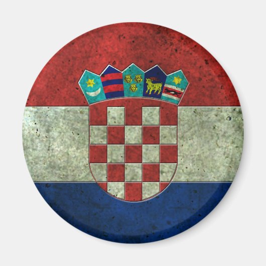 Kroatische vlag verouderd staal effect magneet (Voorkant)