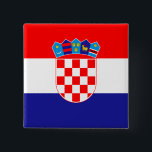 Kroatische vlag vierkante button 5,1 cm<br><div class="desc">wereldwijde vlaggenproducten - Je kunt je eigen tekst toevoegen.</div>