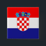 Kroatische vlag vierkante button 5,1 cm<br><div class="desc">wereldwijde vlaggenproducten - Je kunt je eigen tekst toevoegen.</div>