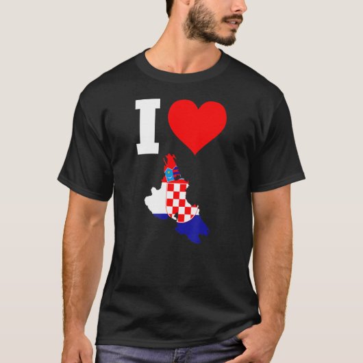 Kroatische vlag voor Krk I Love Krk T-shirt (Voorkant)