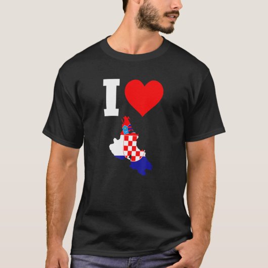 Kroatische vlag voor Krk I Love Krk T-shirt (Voorkant)
