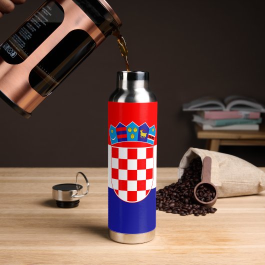 Kroatische vlag waterfles (Koffie (Gedraaid) )