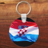 Kroatische vlag Waving in Wind Sleutelhanger (Voorkant)