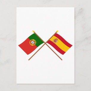 Kroatische vlaggen van Portugal en Spanje Briefkaart