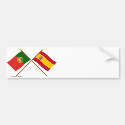 Kroatische vlaggen van Portugal en Spanje Bumpersticker (Voorkant)