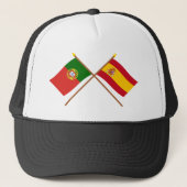 Kroatische vlaggen van Portugal en Spanje Trucker Pet (Voorkant)