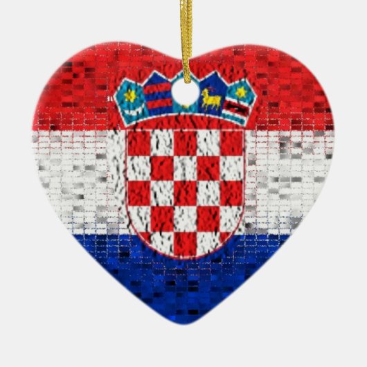 Kroatische vlaggenglitterversiering keramisch ornament (Voorkant)