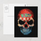 Kroatische vlaggenschedel op zwart briefkaart (Voorkant / Achterkant)