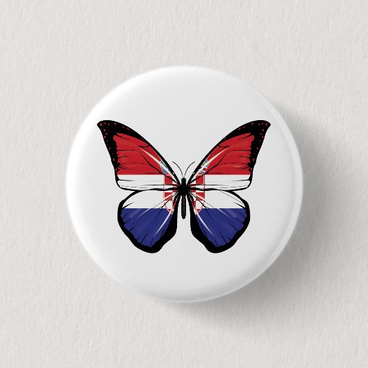 Kroatische vlindervlag ronde button 3,2 cm (Voorkant)