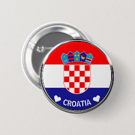 Kroatische wapenstilstand | Hrvatski grb w/Text Ronde Button 5,7 Cm