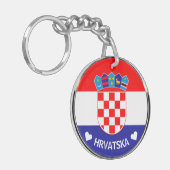 Kroatische wapenstilstand | Hrvatski grb w/Text Sleutelhanger (Voorkant Links)