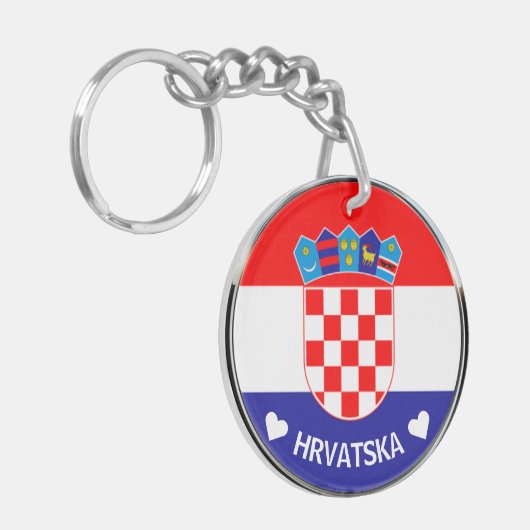 Kroatische wapenstilstand | Hrvatski grb w/Text Sleutelhanger (Voorkant Links)