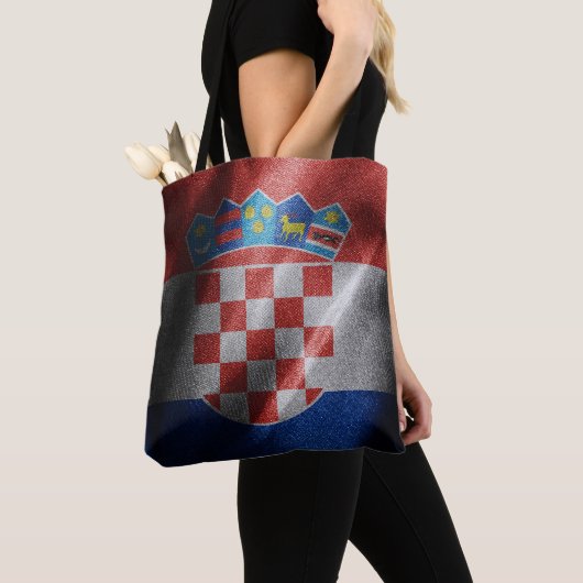 Kroatische zijde vlag tote bag (Dichtbij)