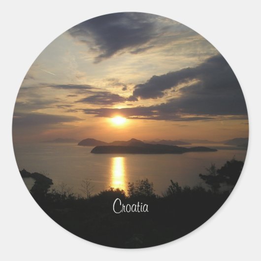Kroatische Zonsondergang Ronde Sticker (Voorkant)
